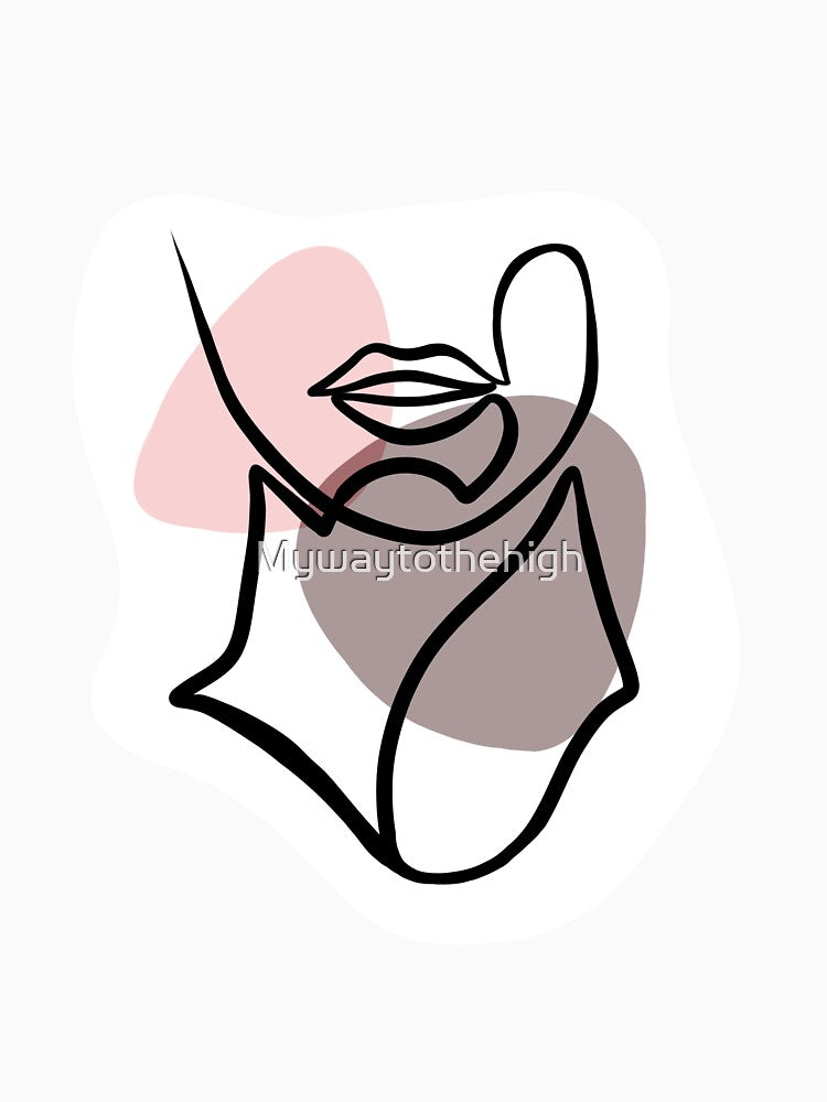One line face art pink by Mywaytothehigh