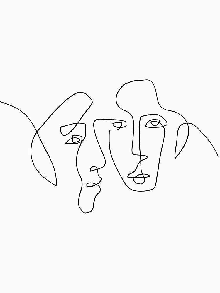 2 Faces - One Line Art by TheRedFinch