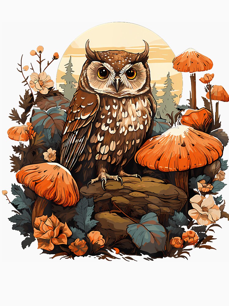Cottagecore Owl Aesthetic Mushroom Outfit For Women by MarianMartha