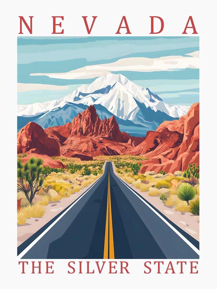 28 Nevada Travel Poster by Lucy Goosy Art