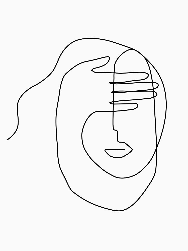 Don't wanna see - Abstract face line art by TheRedFinch
