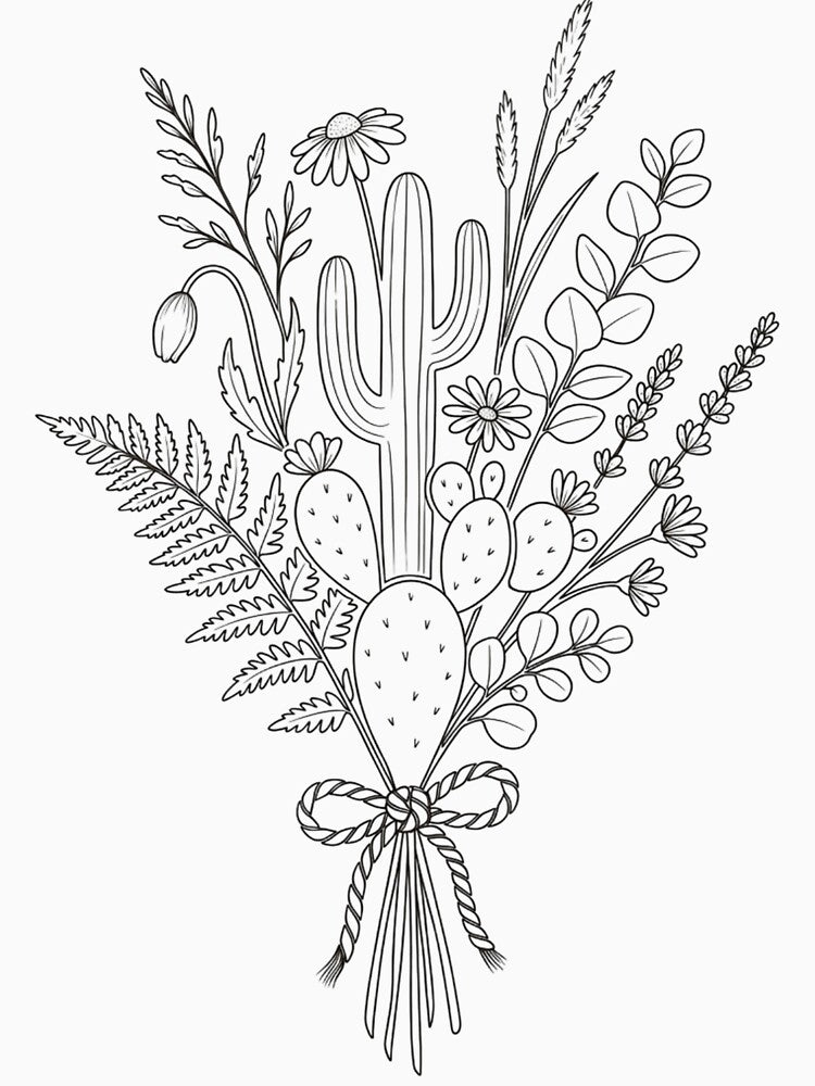 Minimal Wildflower Line Art Botanical Illustration by M&M Lifestyle Hub