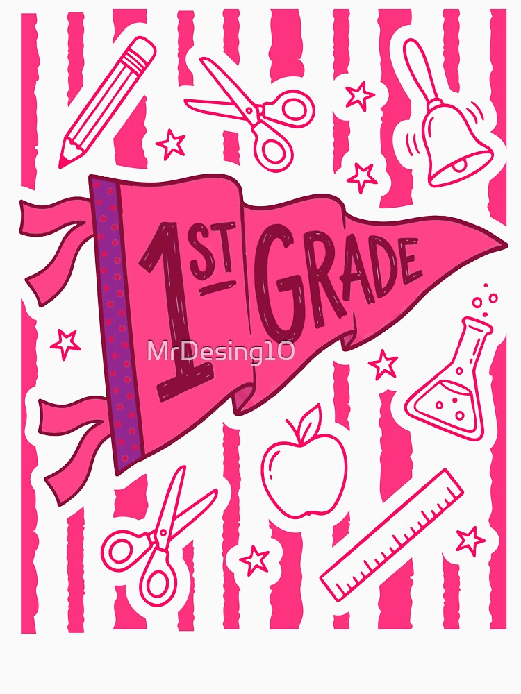 Pennants Striped 1st Grade Girls Back to School First Grade by MrDesing10 ⭐⭐⭐⭐⭐