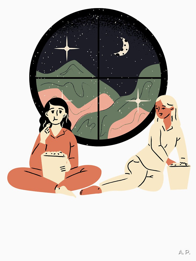 Childhood Friends Night In Cute Drawing by A. P.