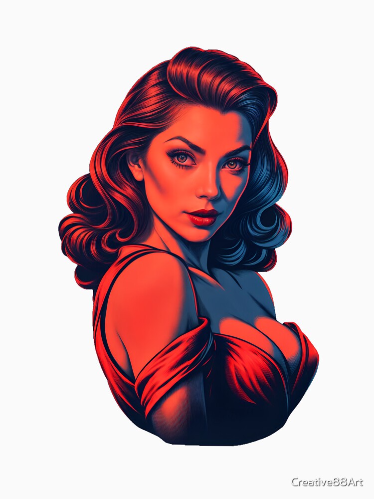 Pin-up logo style,girl,vector art,isolated,vintage by Creative88Art