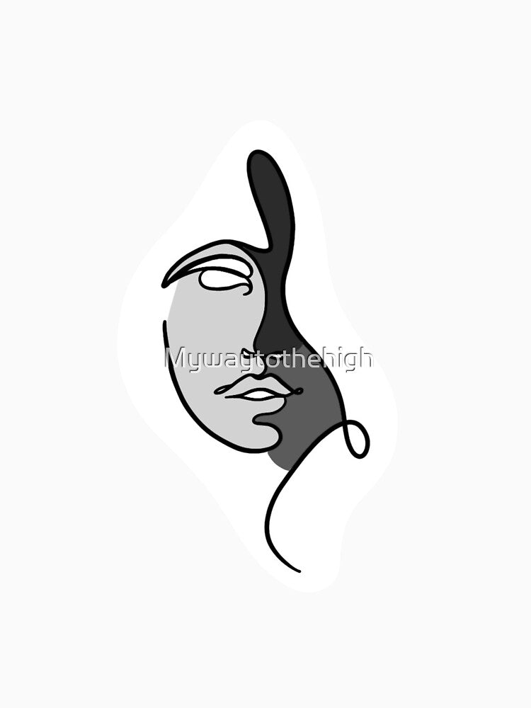 One line face art grey by Mywaytothehigh
