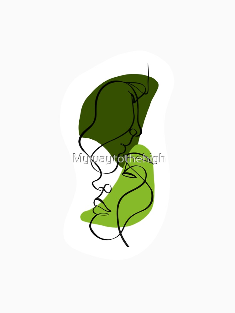One line face art green by Mywaytothehigh