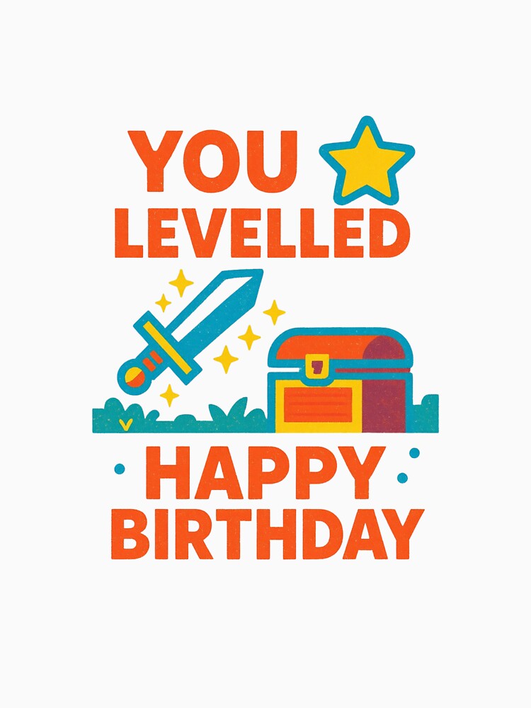 Gamer Birthday Level Up — Colorful Retro Video Game Quest Illustration for Kids and Adults by Colorful-Garden