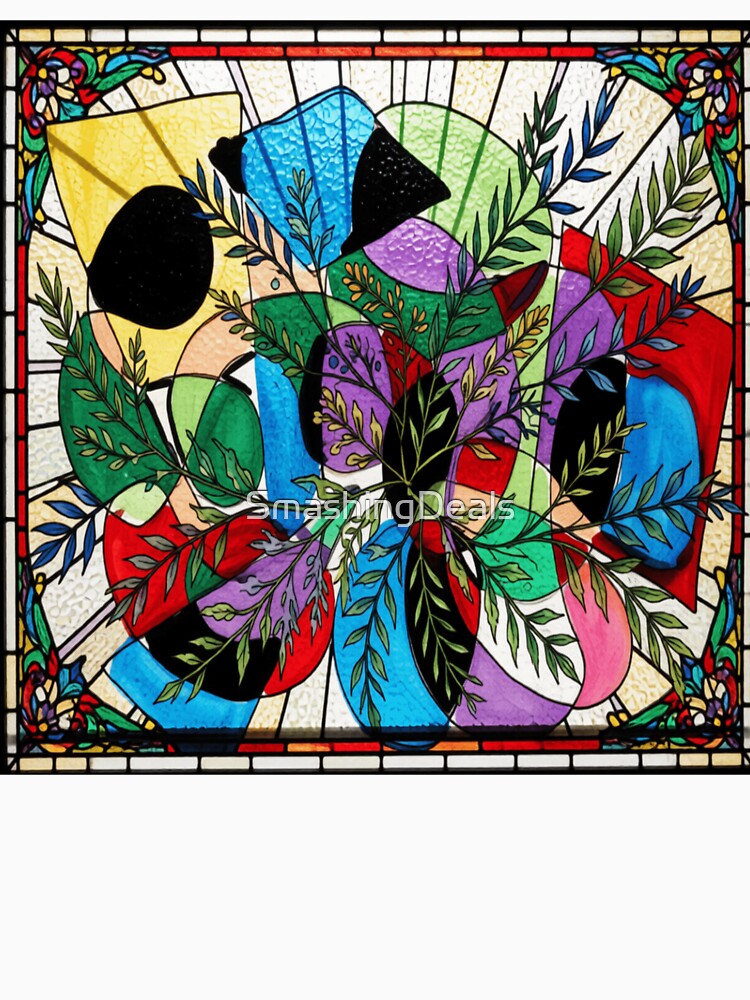 Abstract Collision Botanical stained glass colorful geometric abstract design by SmashingDeals