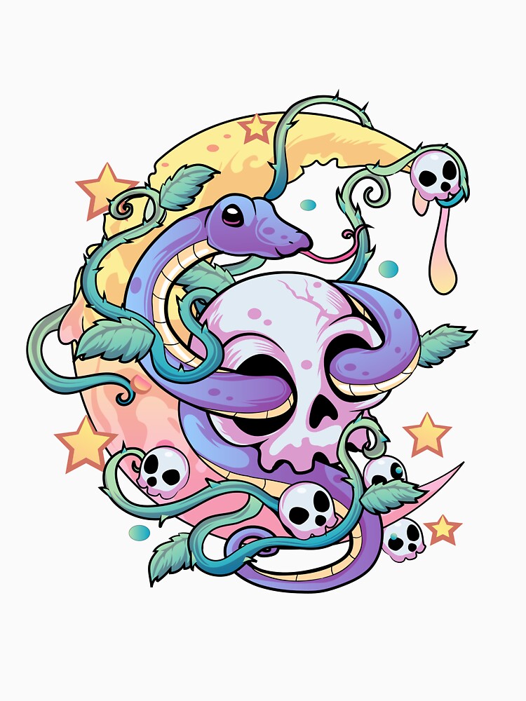 Pastel Goth Snake Skull by DionArts