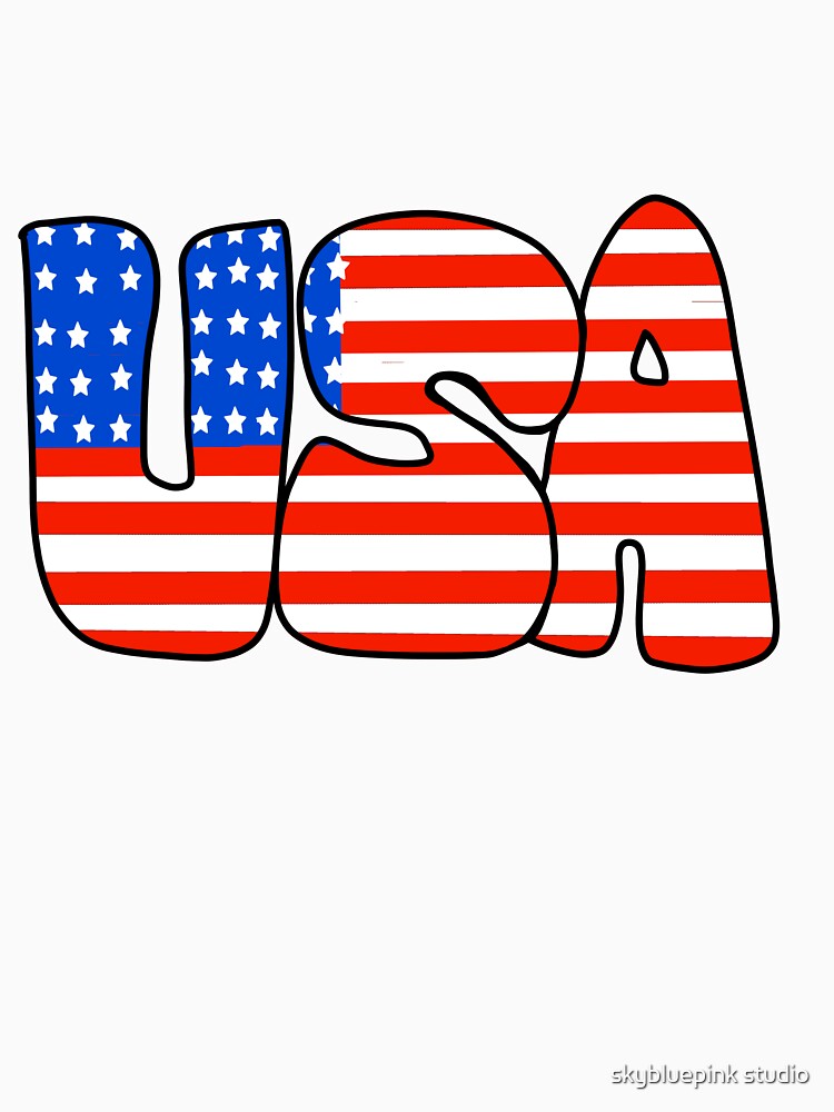 American Flag Retro Bubble Letters by skybluepink studio