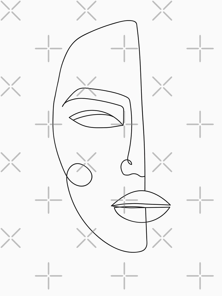 Face Line Art Minimal Beige Color by Valeria-Art