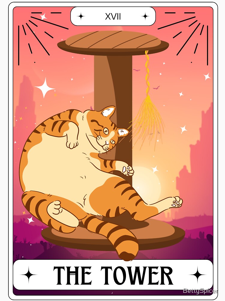 Tarot Card Tiger Cat The Tower by BettySpicer