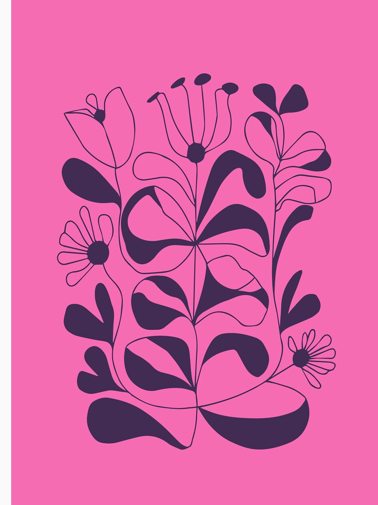 Pink Abstract Floral Line Art – Modern Minimalist Botanical Design by OpalEllery