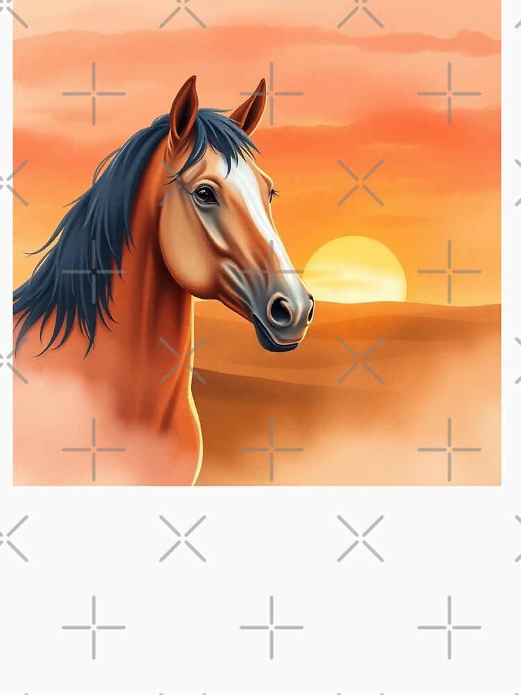 Soft Watercolor Sunset Horse Art by AuraMotivate