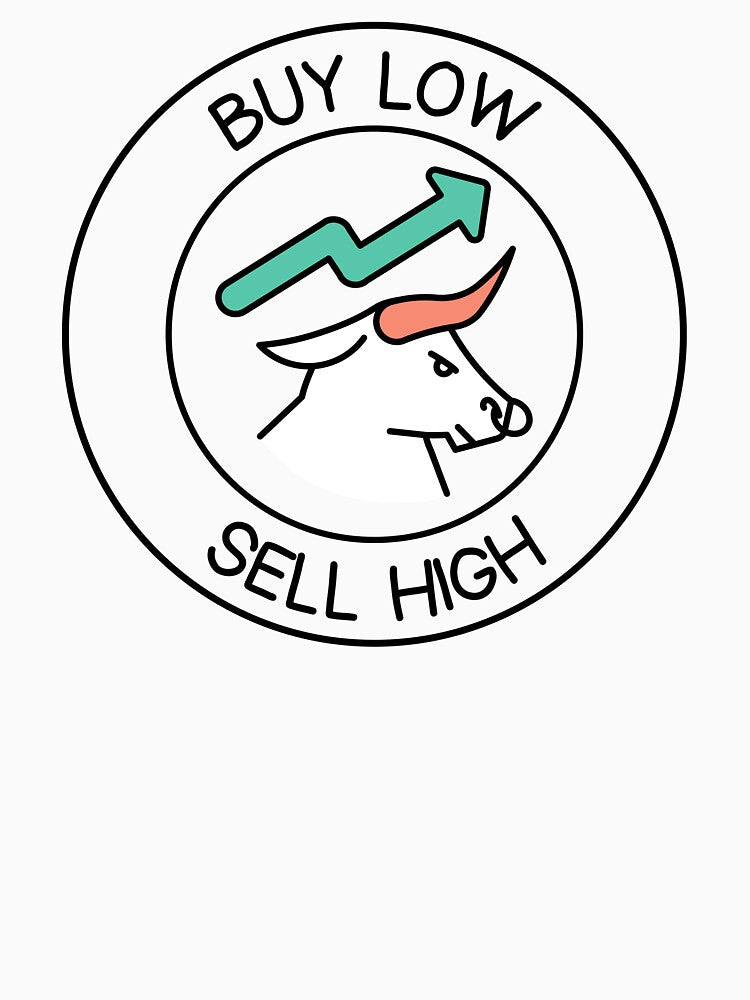 Buy Low Sell High Bull LOGO Crypto bull run Bitcoin btc eth blockchain money cash assets by to-esu