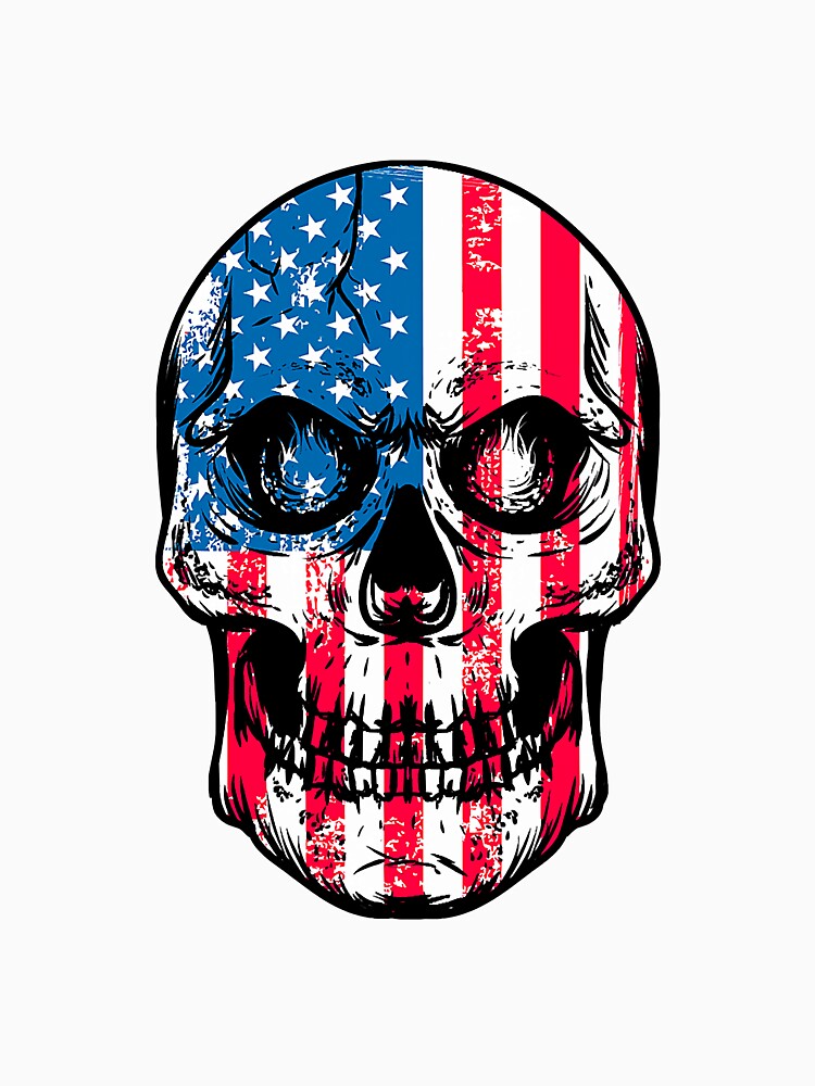 Vintage American Flag Skull Usa by SkyCloudBlue