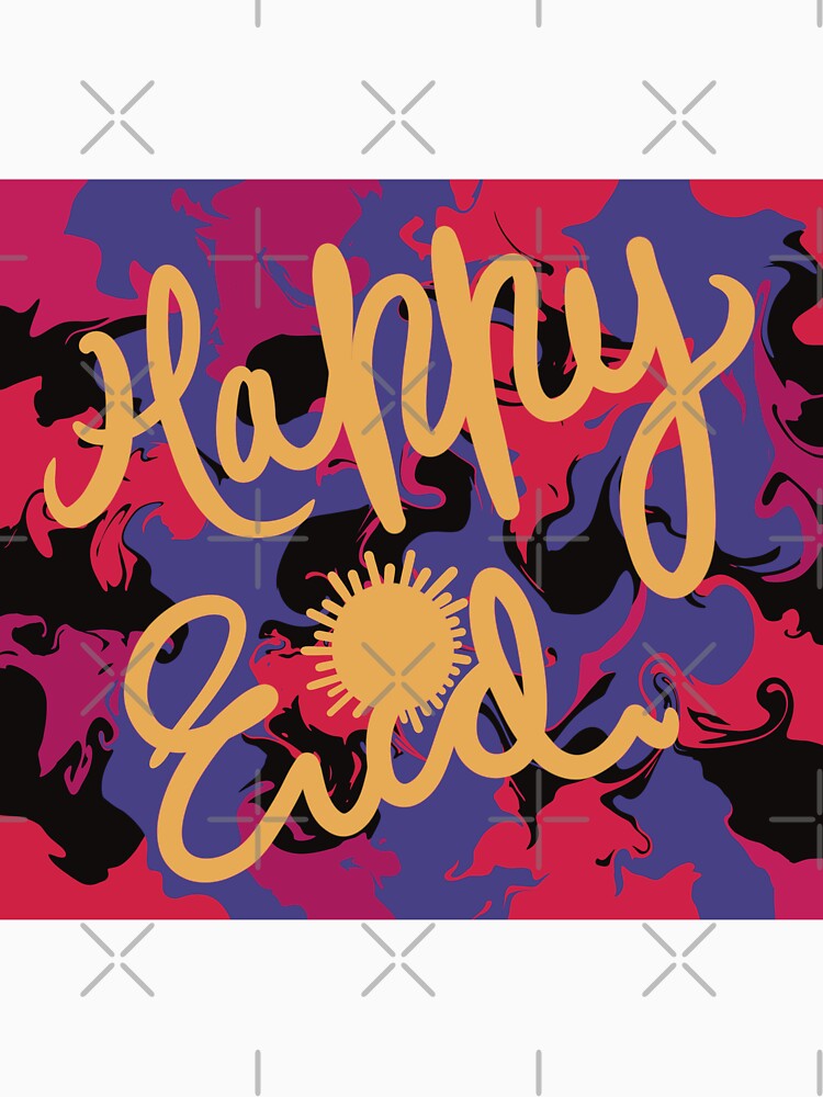 Happy Eid Festival Greetings Sunny Yellow Abstract Hand Letting by chuckletuckle