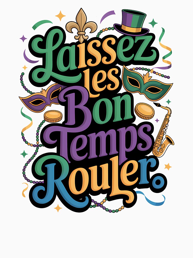 Laissez Les Bon Temps Rouler Mardi Gras Mask Beads Jazz Party Design by BernoNickel