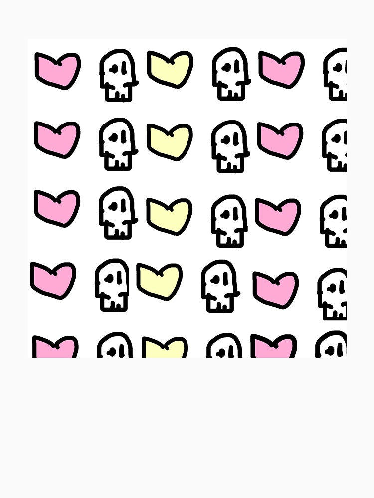 Pink & yellow skull & hearts by roselily1111