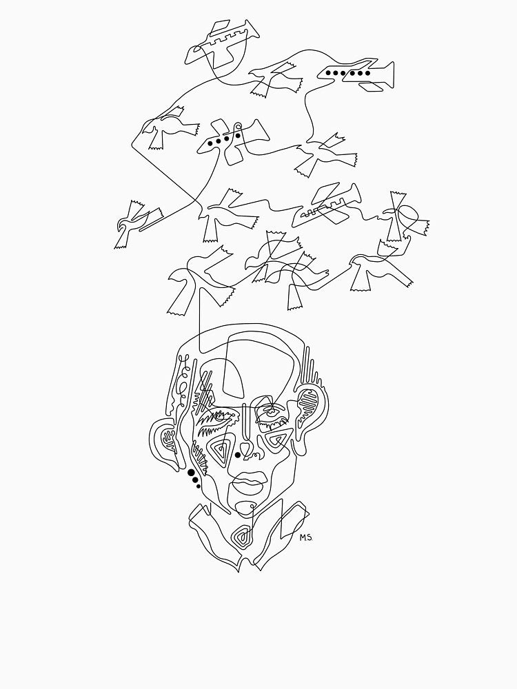 One Line Abstract Face Birds Airplanes by skapyakmeghan