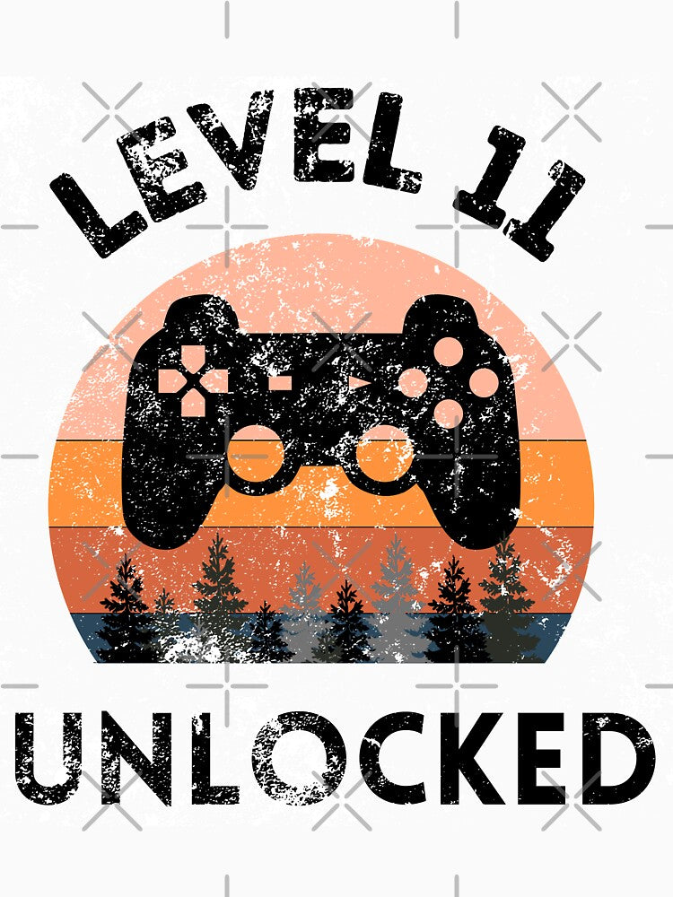 Level 11 Unlocked Retro Sunset 11th Birthday by MagicArtworks