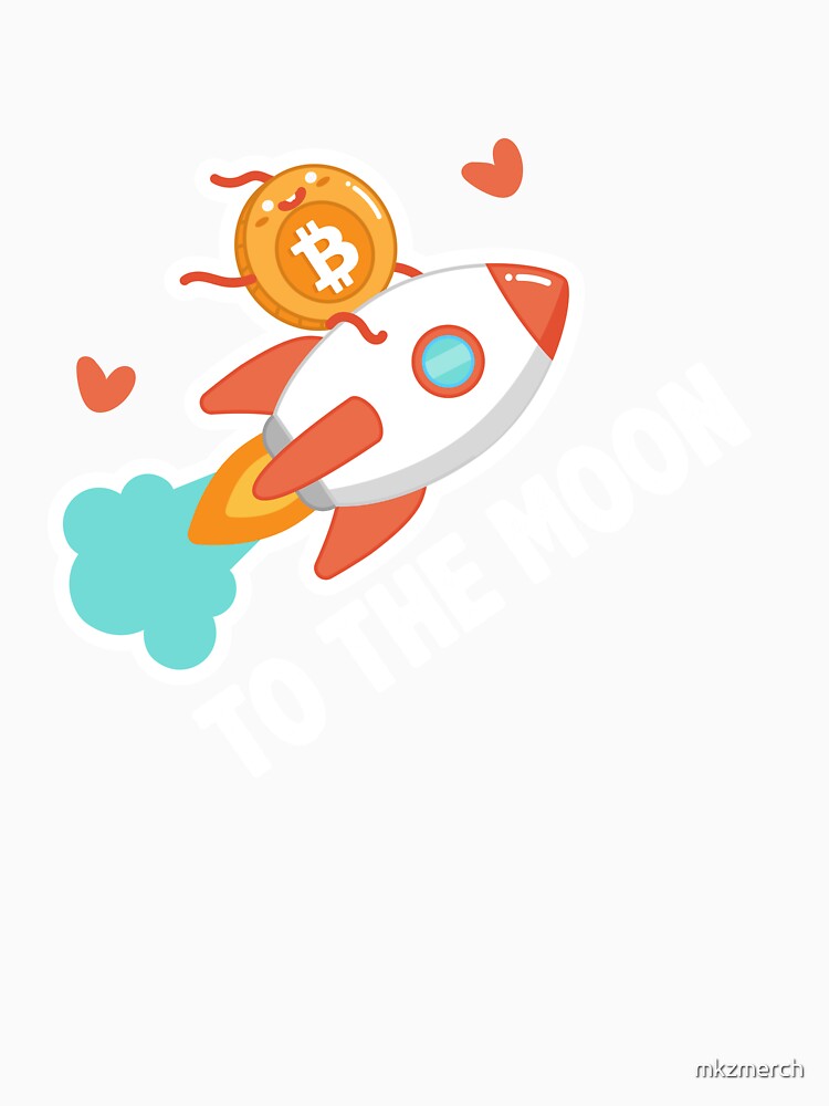 Cute to the Moon Bitcoin Rocket Ship by mkzmerch