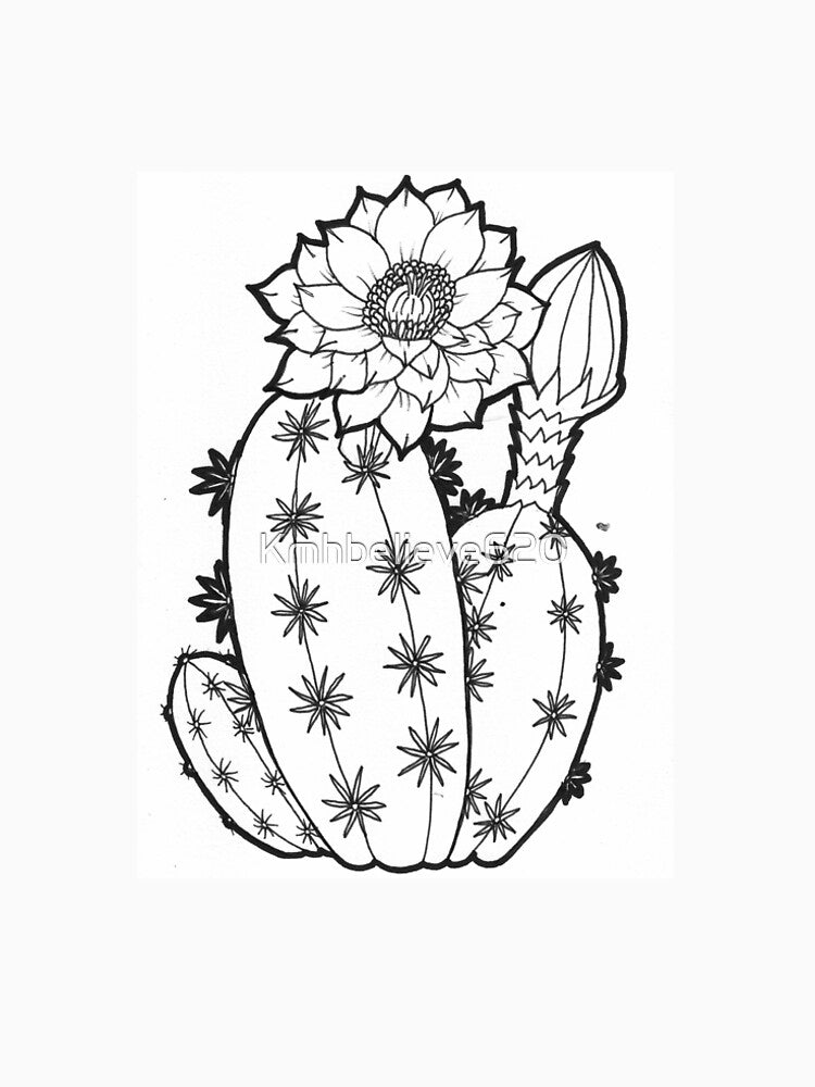 Hand Drawn Flowering Cactus Line Art | Botanical Desert Illustration | Minimalist Cactus Drawing by Kmhbelieve620