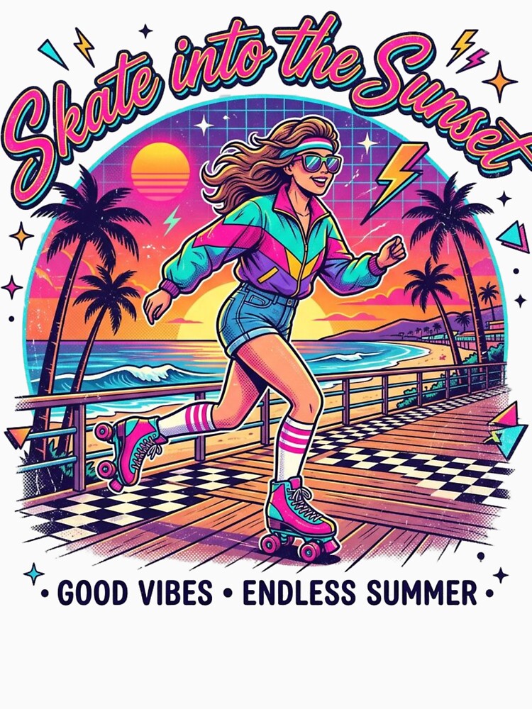 Retro Dreams Never Fade Away Shirt, Vintage Roller Skating Tee, 80s Neon Sunset Graphic T-Shirt, Retro Skater Gift by paul9705