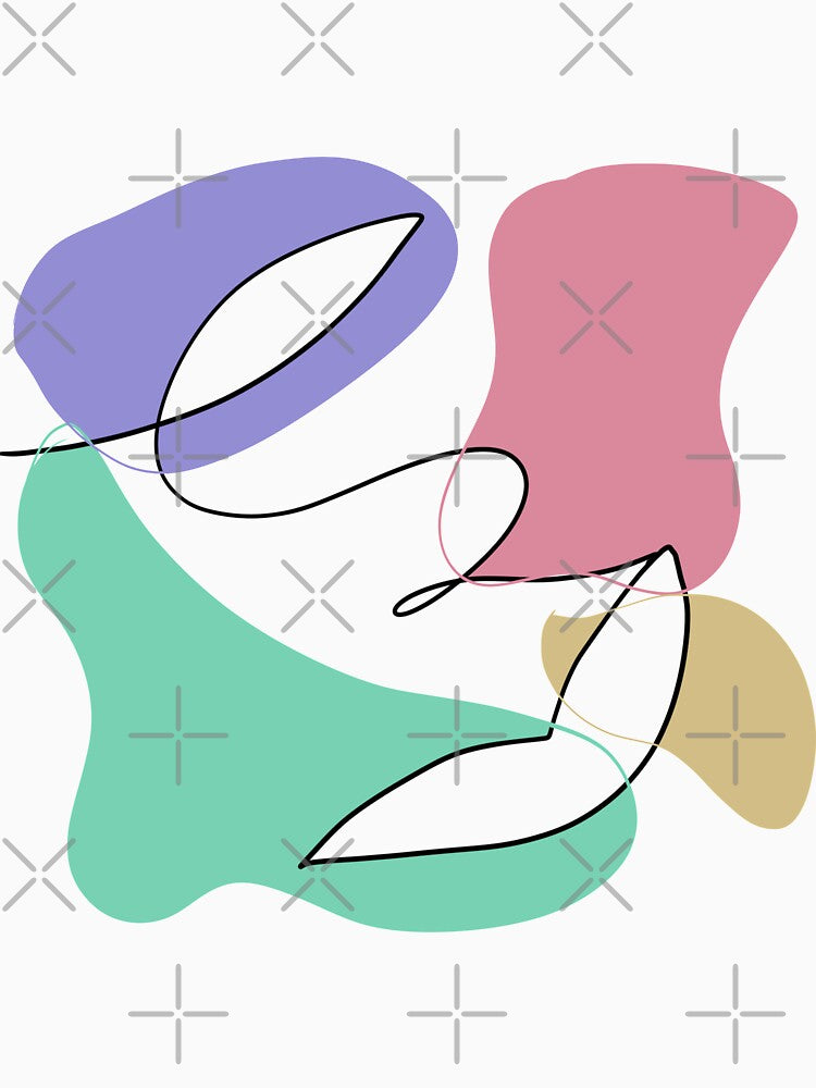 Abstract face line art, line art, colorful line art, pastel tones line art, abstract art by Gabrielle Freitas