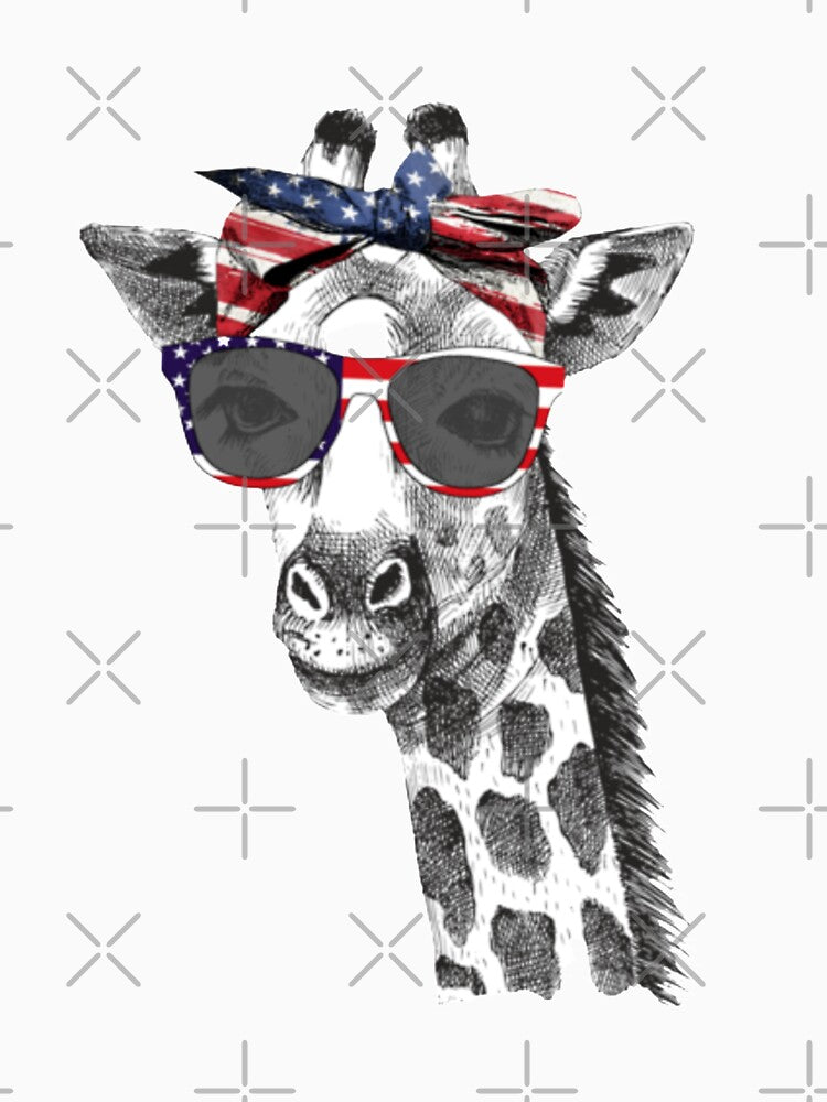 4th of July Patriotic Giraffe American USA Flag by zahra369der
