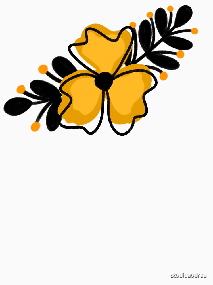 Cheerful Yellow Wildflower and black sprigs by studioaudrea