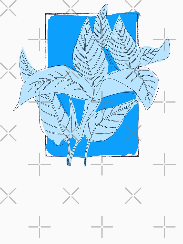 Blue leaves line art by Fransyn
