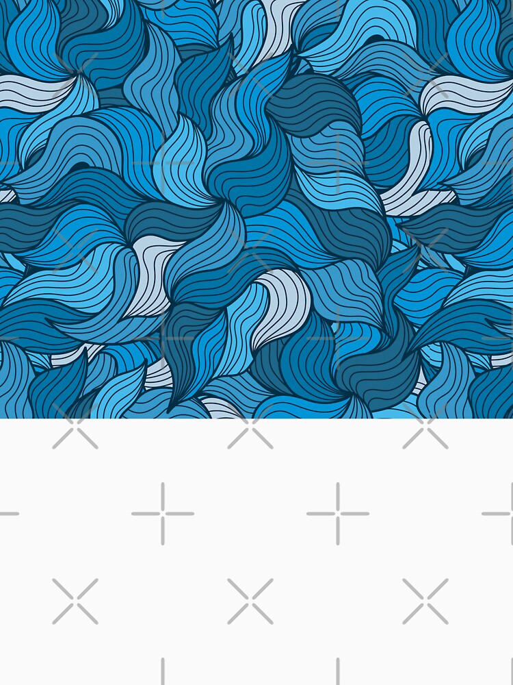 Hand drawn minimal blue ocean waves pattern by baligaia