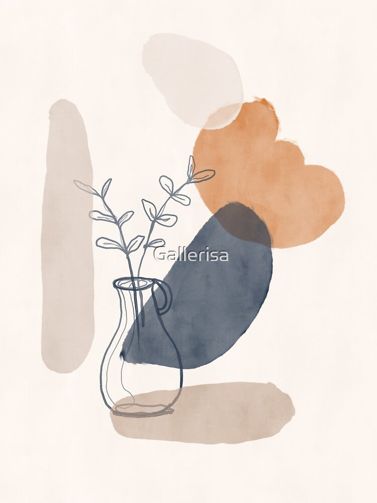 Japandi Abstract Modern Line Drawing | Minimalist Vase Line Art Drawing | Boho Wall Print | Fine Line Poster by Gallerisa