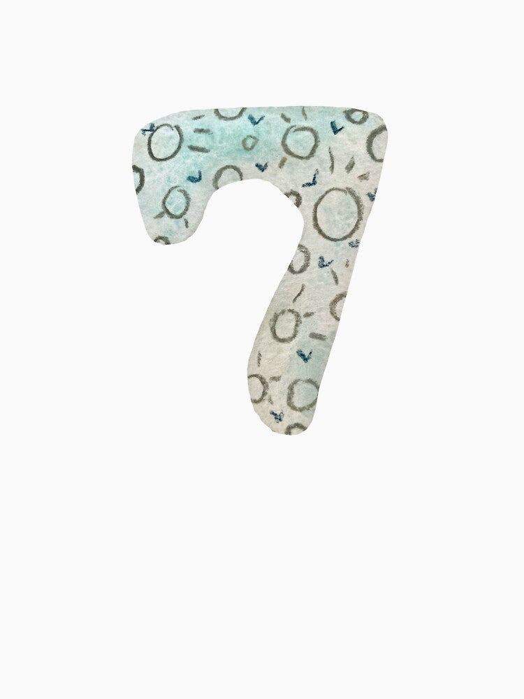 Number seven textured blue a watercolor sketch black by Yana Mustafina | Boho Soulful Designs