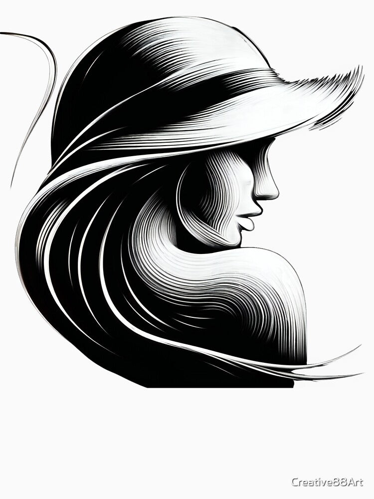 black & white digital female, isolated design by Creative88Art