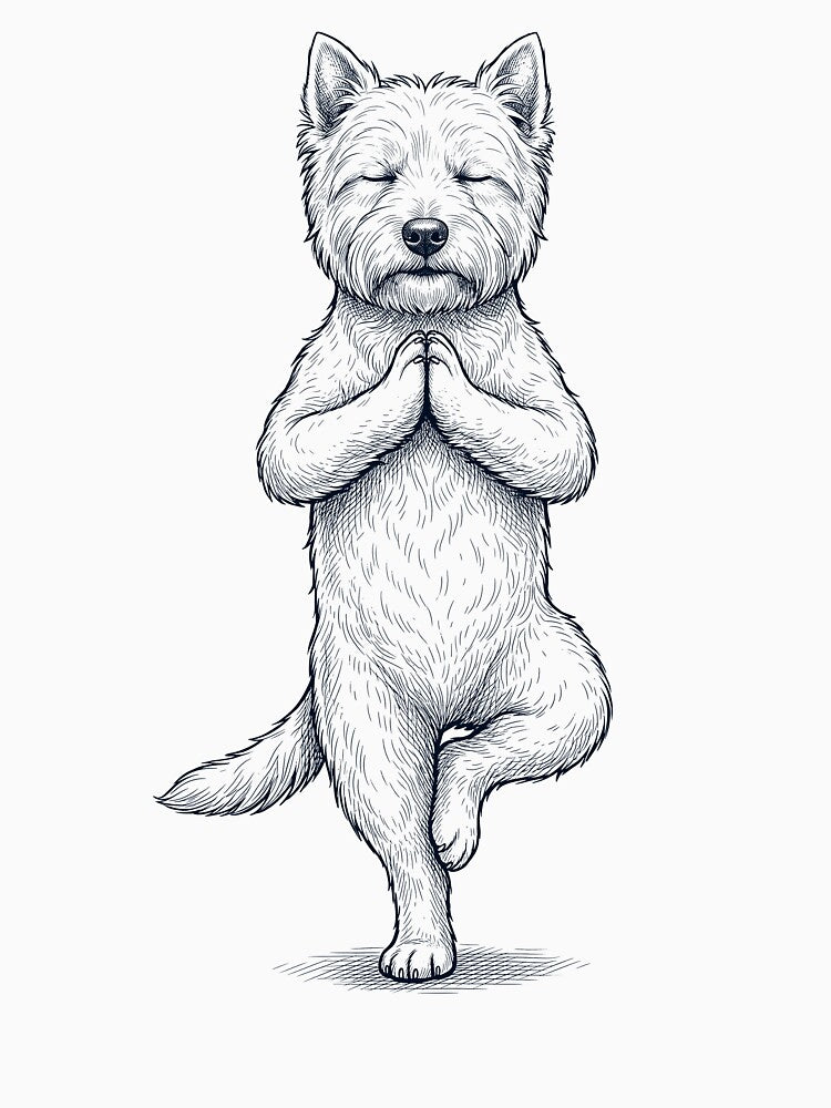 Vintage West Highland White Terrier Yoga Tree Pose Dog Mom Lover by TerryConnells