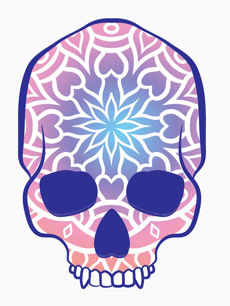 BOHO Trippy Hippie Mandala Skull Pink by TheBearandBunny