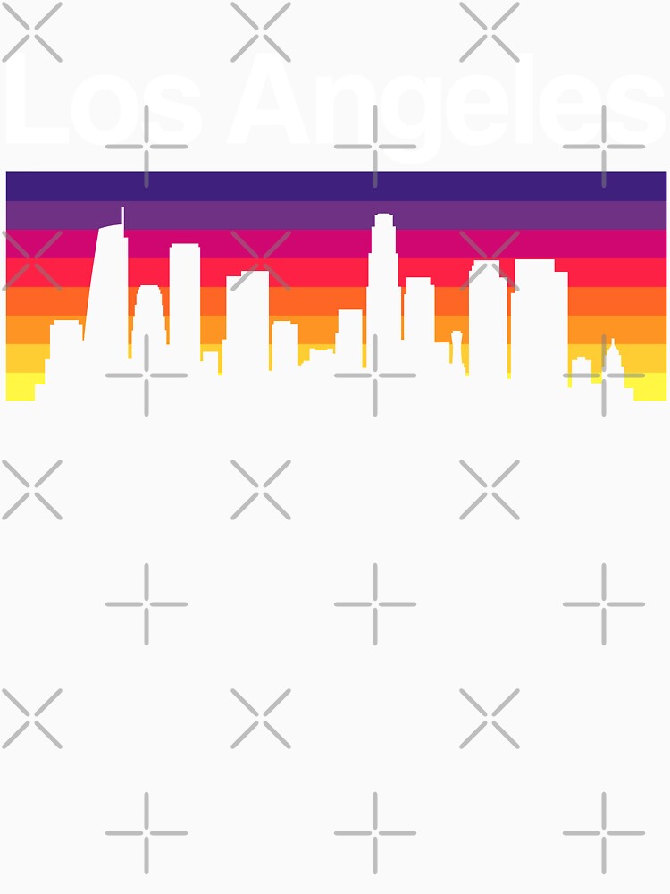Los Angeles Skyline, Sunset Gradient - Black by DionBlaster