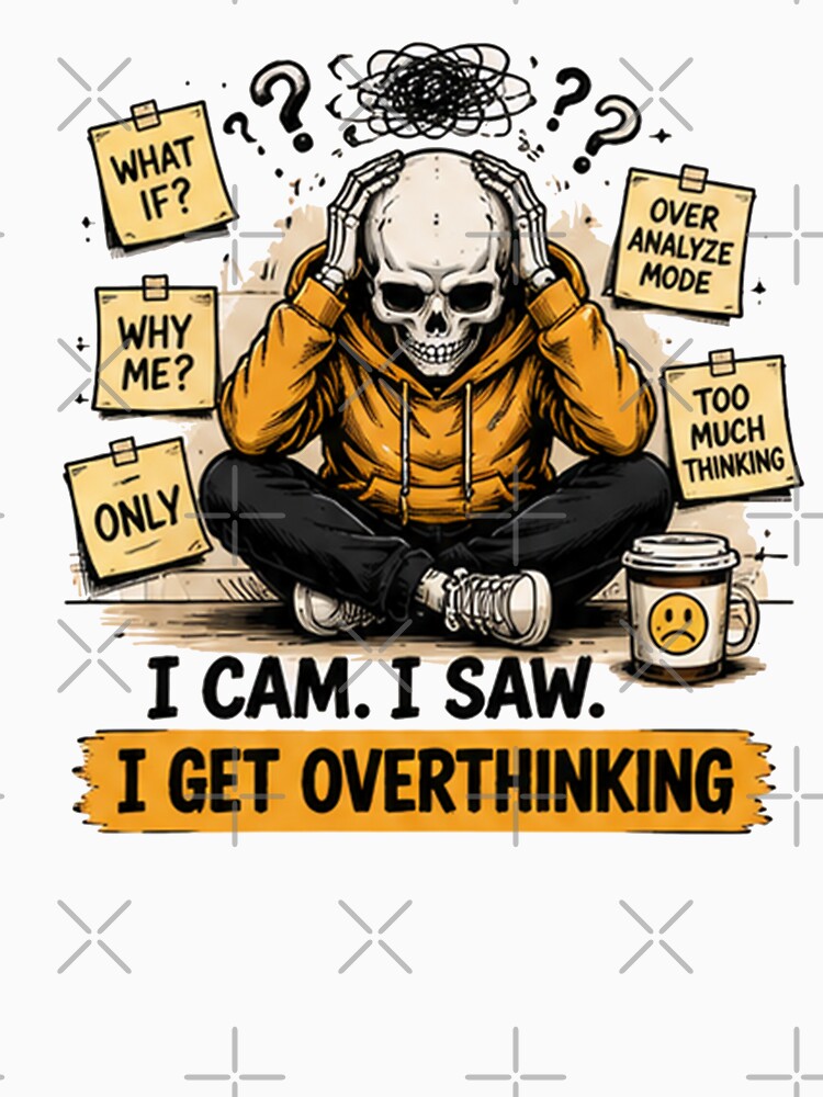 I Came I Saw I Got Overthinking Skeleton Laptop Funny Gothic Meme Design by Mystic & Celestial Art
