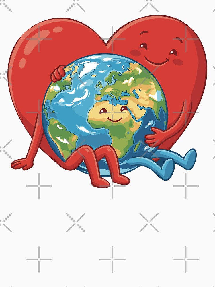 Red Heart Hugging the Earth - Ecological Illustration by Wolagno