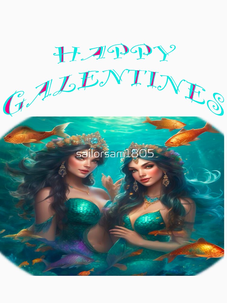 2 Mermaids Galentines card, perfect gift idea for Galentines day by sailorsam1805