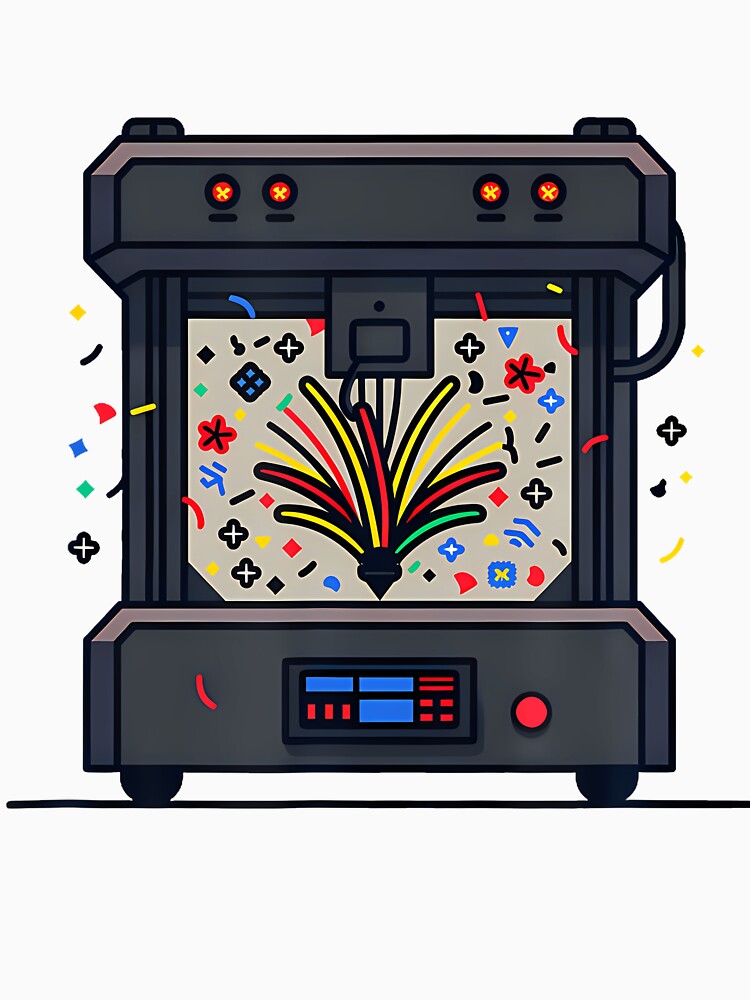 Printer With Fireworks Design Patriotic 3D Printing Women Men by MavisJoseph