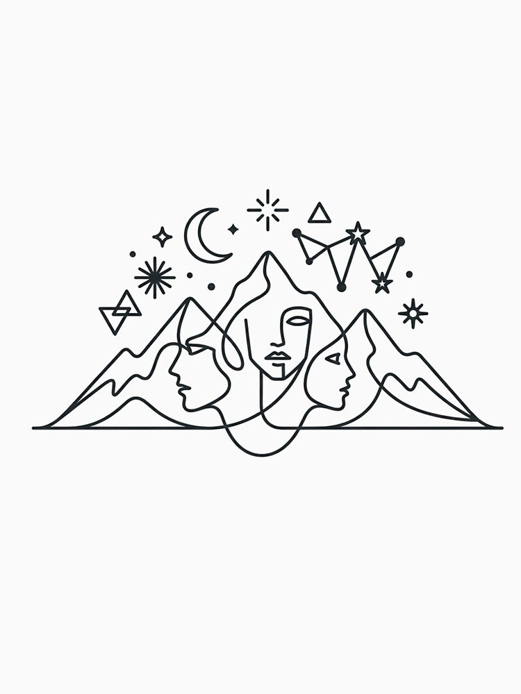 Minimalist Mountain Soul – One Line Art Faces & Peaks Boho Design by Wear Sculpt