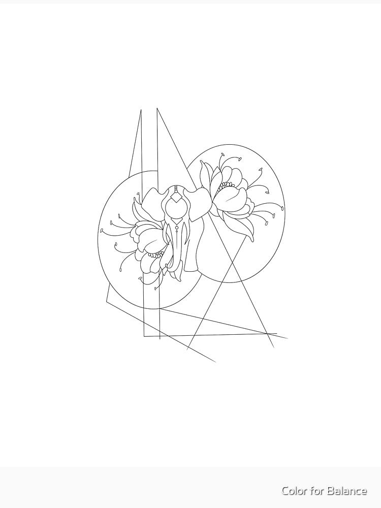 Sacred Geometry Floral Line Art by Color for Balance