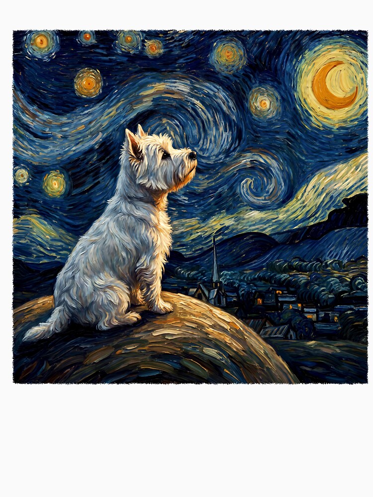 West Highland White Terrier Starry Night Van Gogh Art Dog Lover by TerryConnells