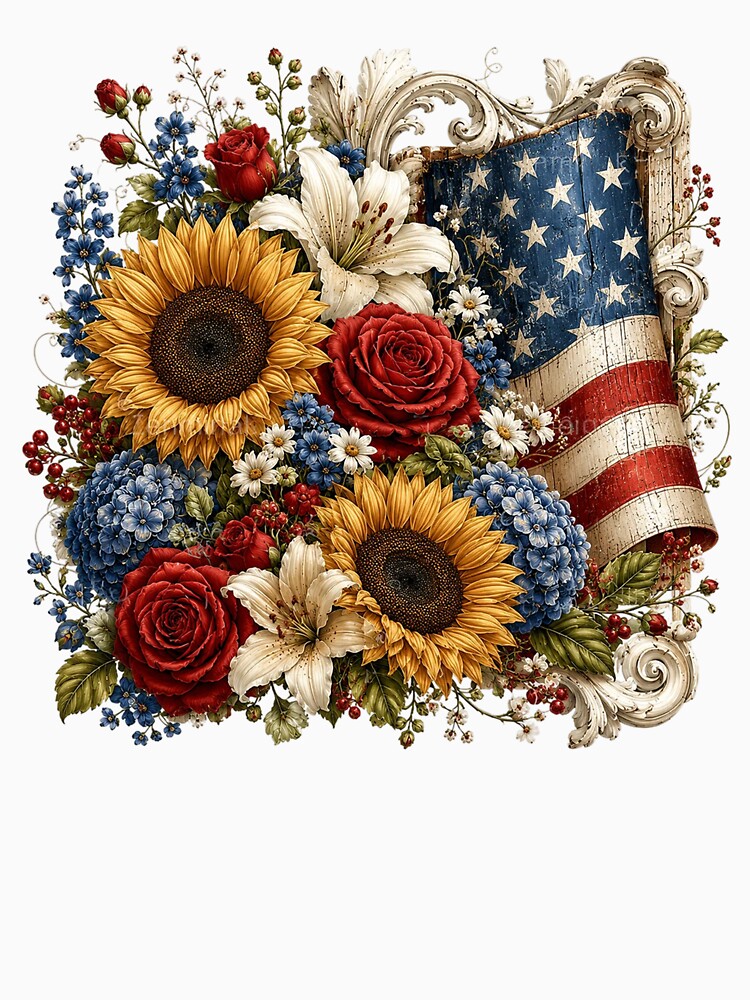 Vintage Floral American Flag by PetalGarden