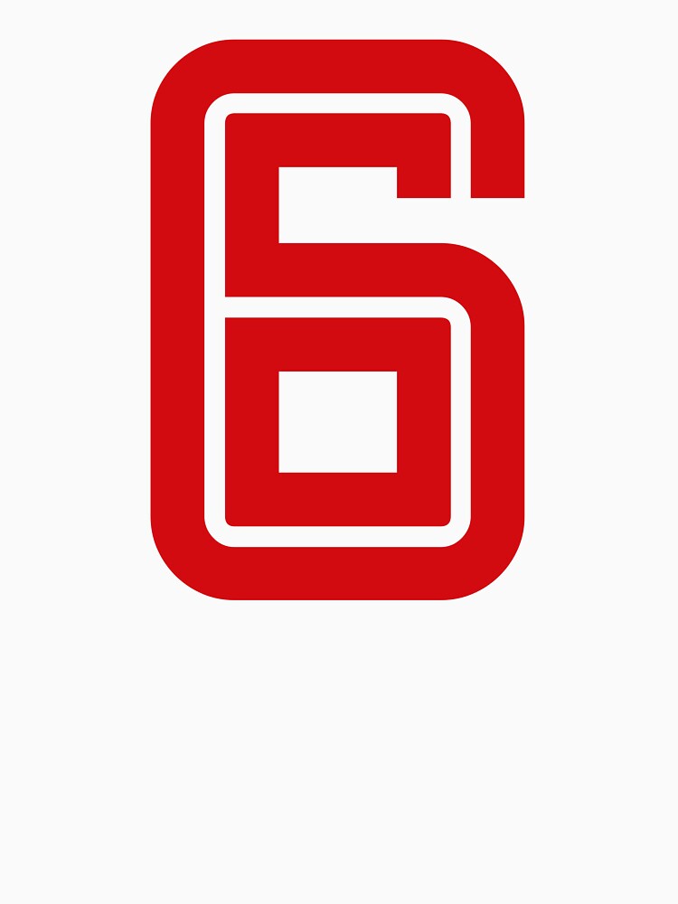 No. 6 / Player Number Six / Football Player Number 6 (Red on Black) by STUDIO-72