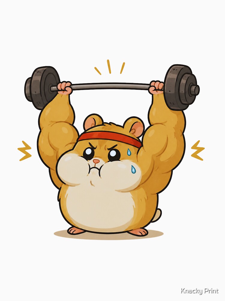 Buff Hamster Lifting Weights - Funny Gym Swole Leg Day Motivation by Knacky Print